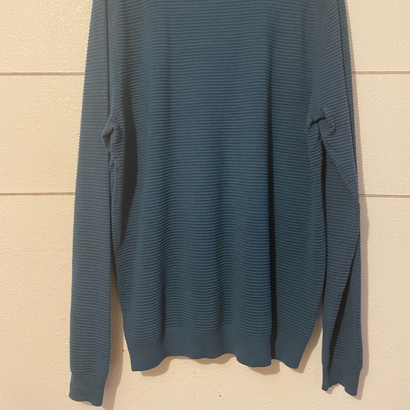 NWT mens size large Calibrate teal ribbed sweater. - Picture 2 of 3